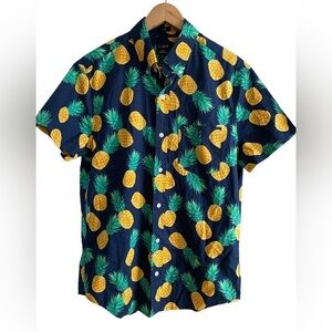NWT J. Crew Factory Slim Pineapple Flex Short Sleeve Button Down Shirt - Small